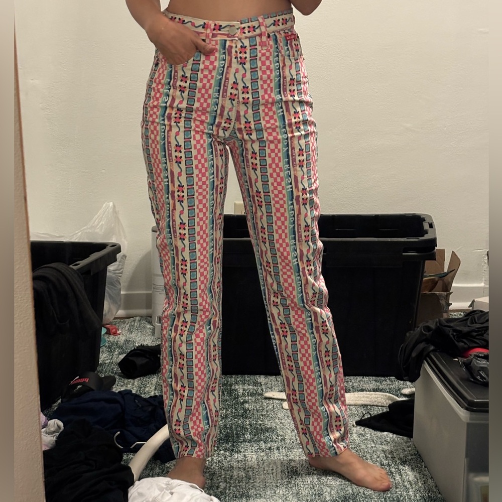 Funky Multicolored Patterned Pants - image 3